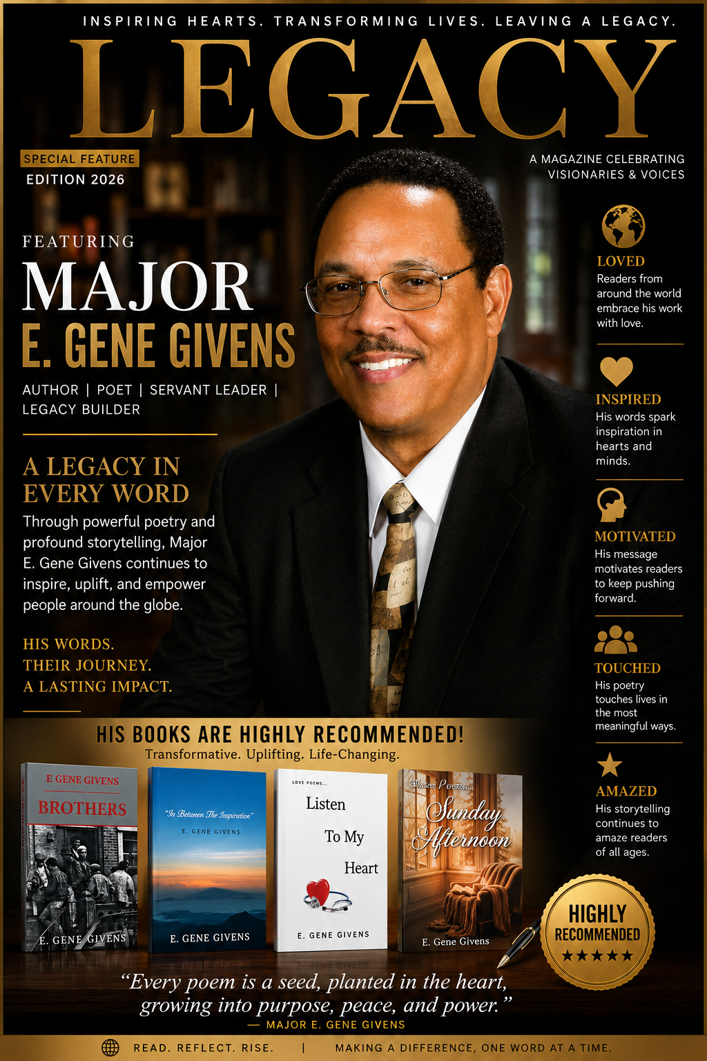 Major E. Gene Givens featured on the cover of Legacy Magazine — Edition 2026